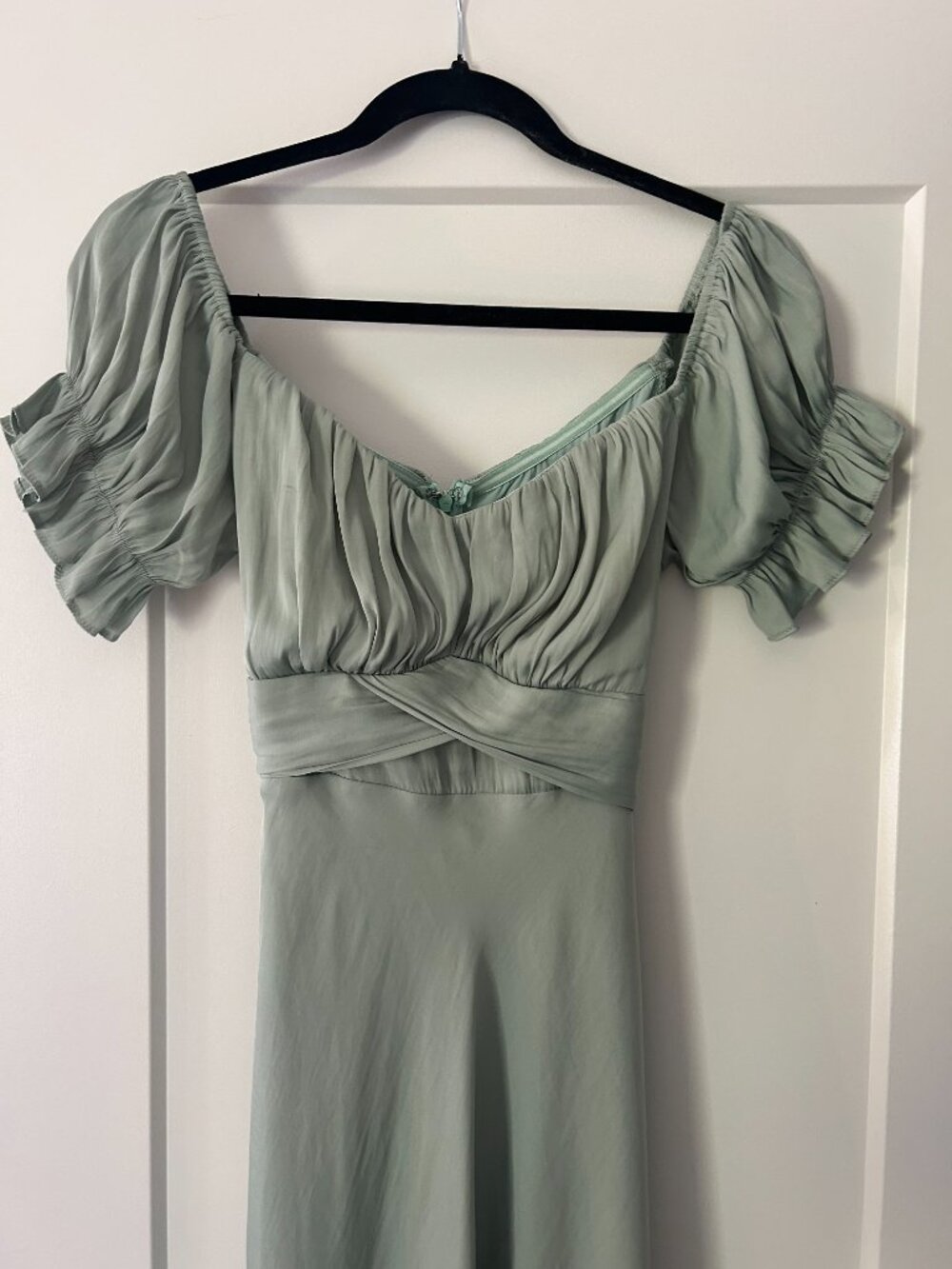 Sage Green Satin Midi Dress
